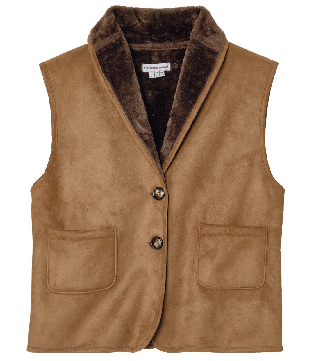 La Veste Suédine Sans Manches Doublée de Fausse Fourrure-5