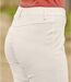 Women's Ecru Stretchy Summer Cropped Pants