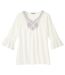 Women's Off-White Flared Sleeve Top