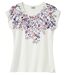 Women's Dual-Fabric Floral Top - Off-White