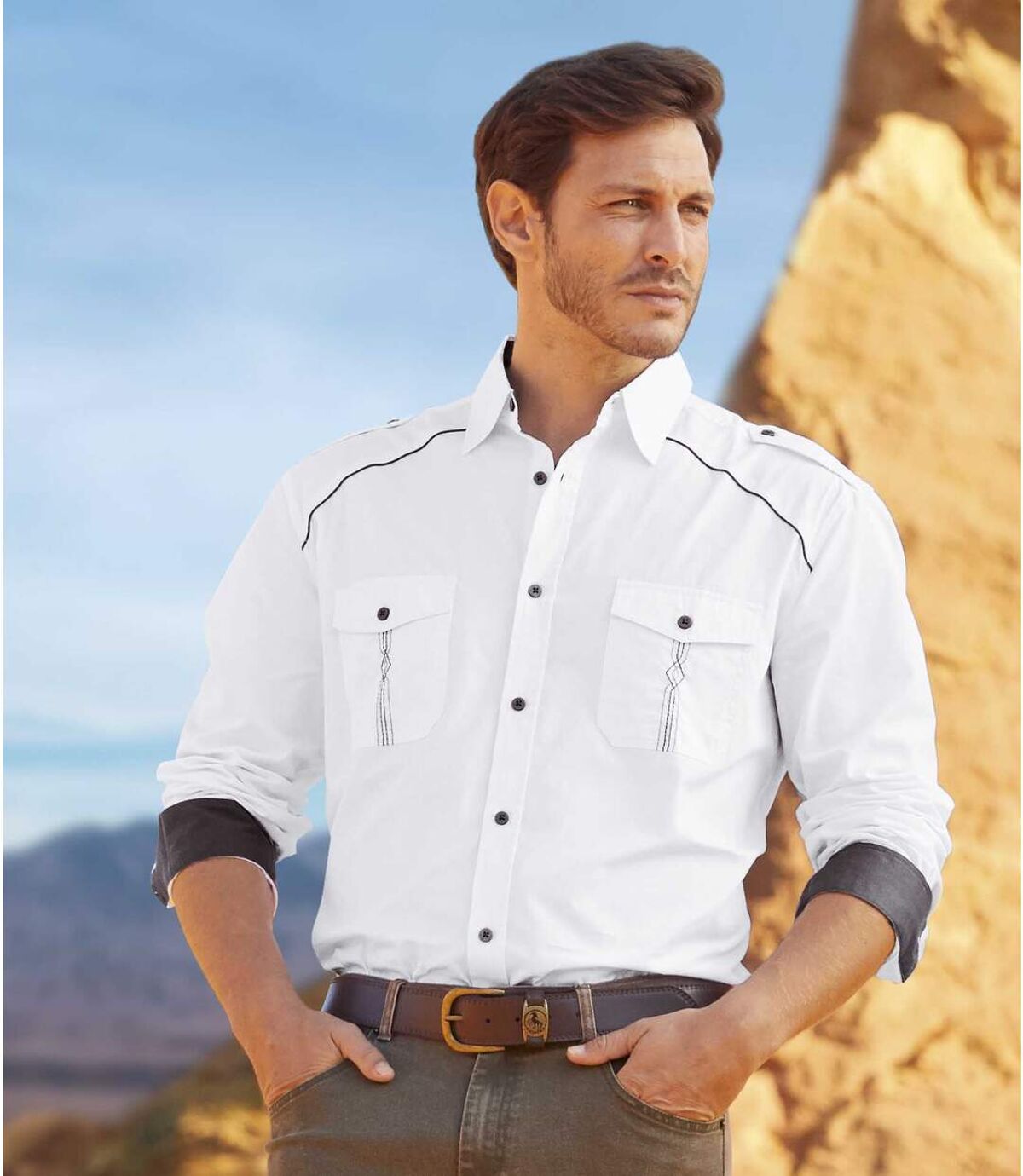 Men's White Rodeo Poplin Shirt Atlas For Men