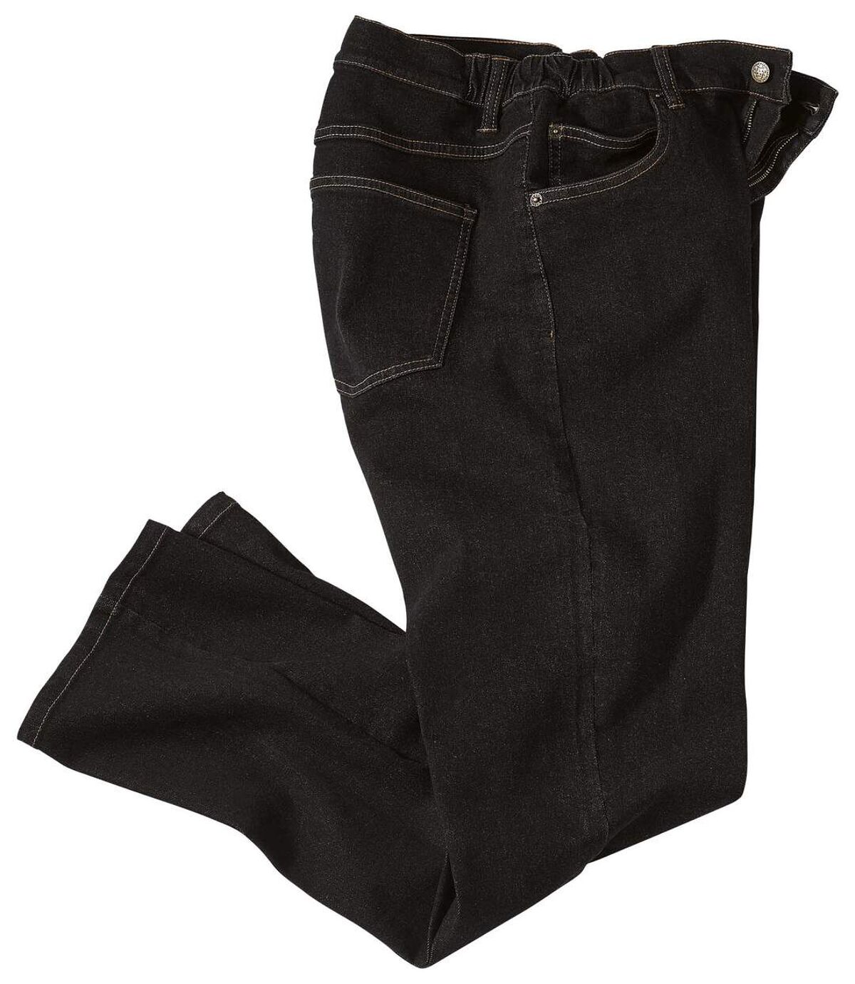 Wygodne czarne jeansy Regular ze stretchem Atlas For Men