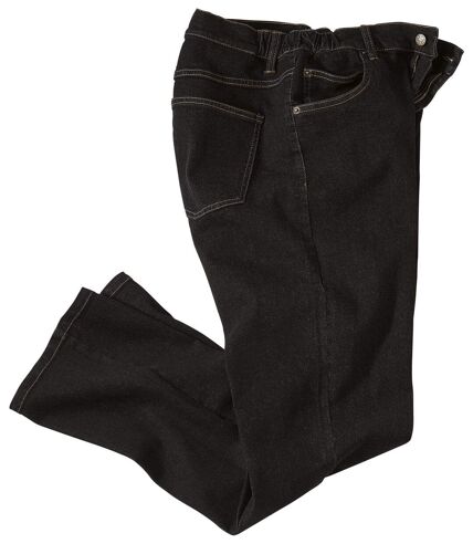 Schwarze Regular-Jeans mit Stretch-Effekt