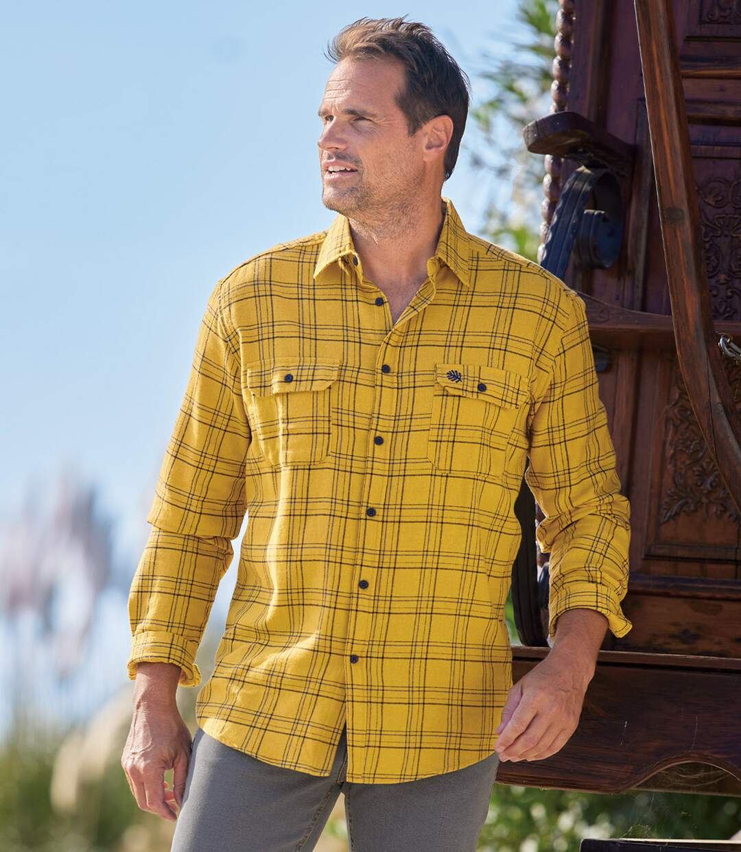 Chemise Flanelle Jaune à Carreaux-2