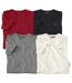 Pack of 4 Men's Plain T-Shirts - Red Grey Ecru Black