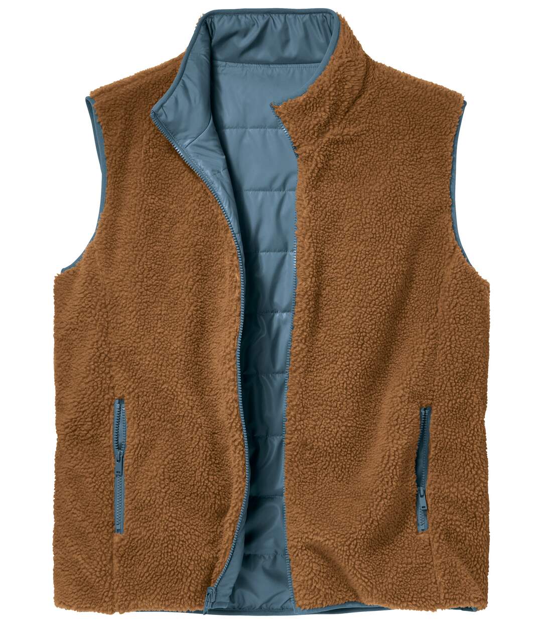 Men's Reversible Padded Gilet - Blue Brown-2