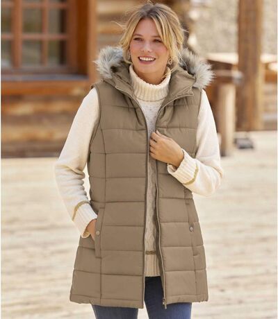 Women's Padded Vest - Taupe