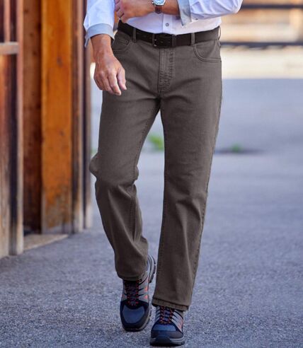 Men's Gray Regular Fit Jeans - Elasticated Waist 