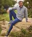 Pack of 2 Men's Sporty Microfleece Jumpers - Grey Navy-5