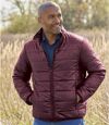 Men's Burgundy Puffer Jacket - Water-Repellent - Foldaway Hood  Atlas For Men