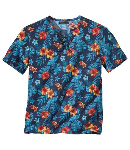 Men's Tropical Lace-Neck T-Shirt