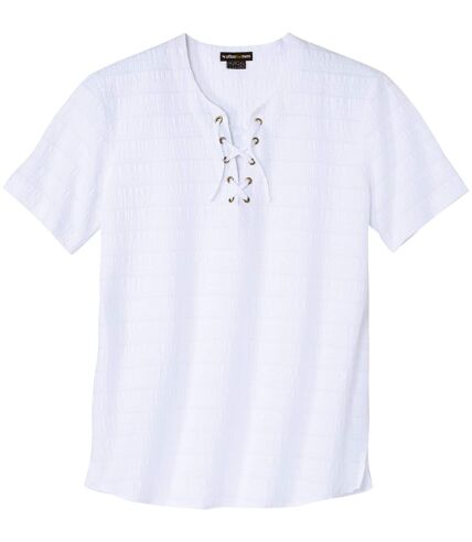 Men's White Lace-Up T-Shirt