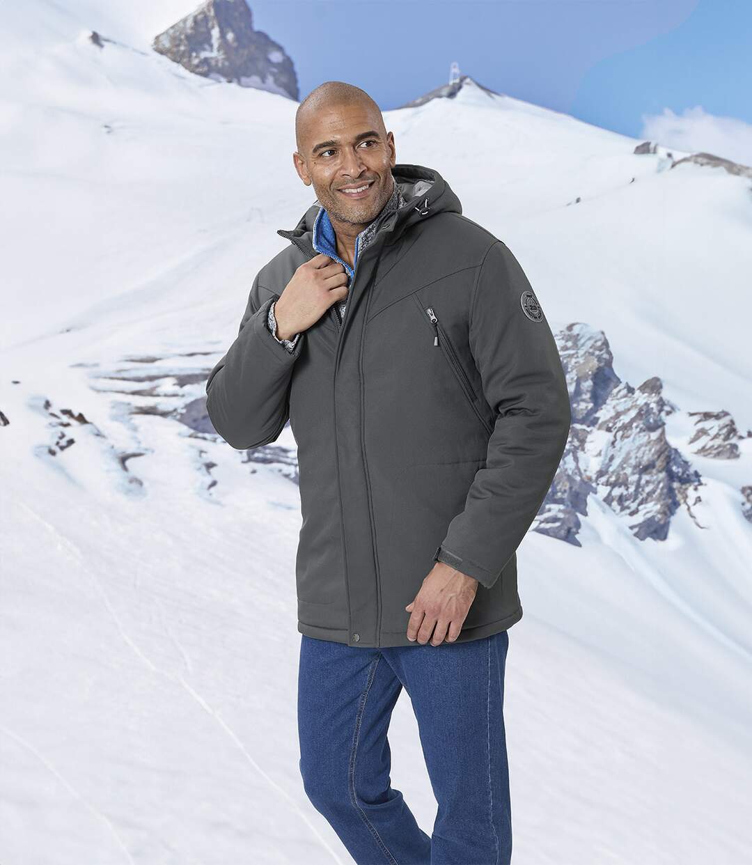 Parka d'hiver à coquille souple homme - gris