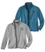 Pack of 2 Men's Brushed Fleece Jackets - Full Zip - Grey Blue