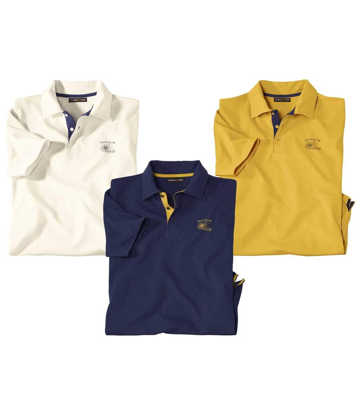 3er-Pack Poloshirts Traveler Atlas For Men