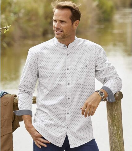 White chambray shirt with mandarin collar - Modern shirts