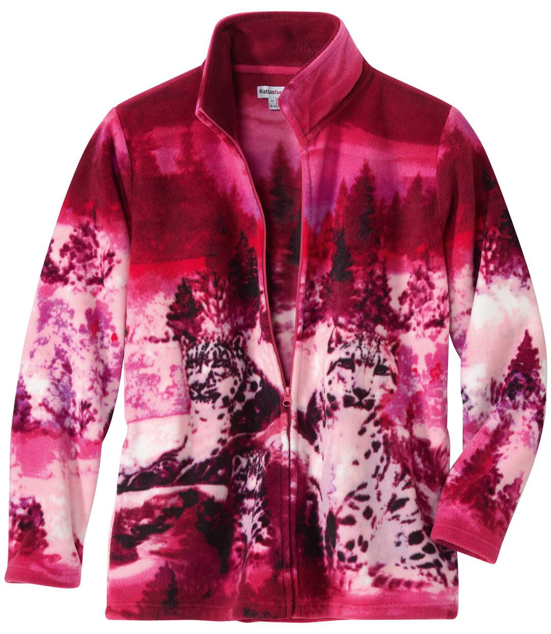 Women's Pink Printed Fleece Jacket-5