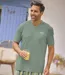 Men's Green Striped Pyjama Short Set-6