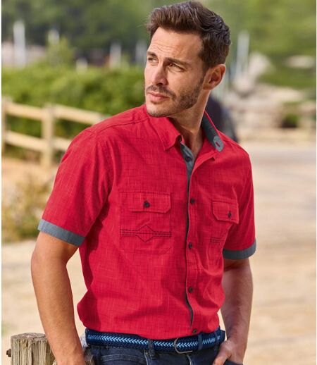 Men's Red Poplin Shirt