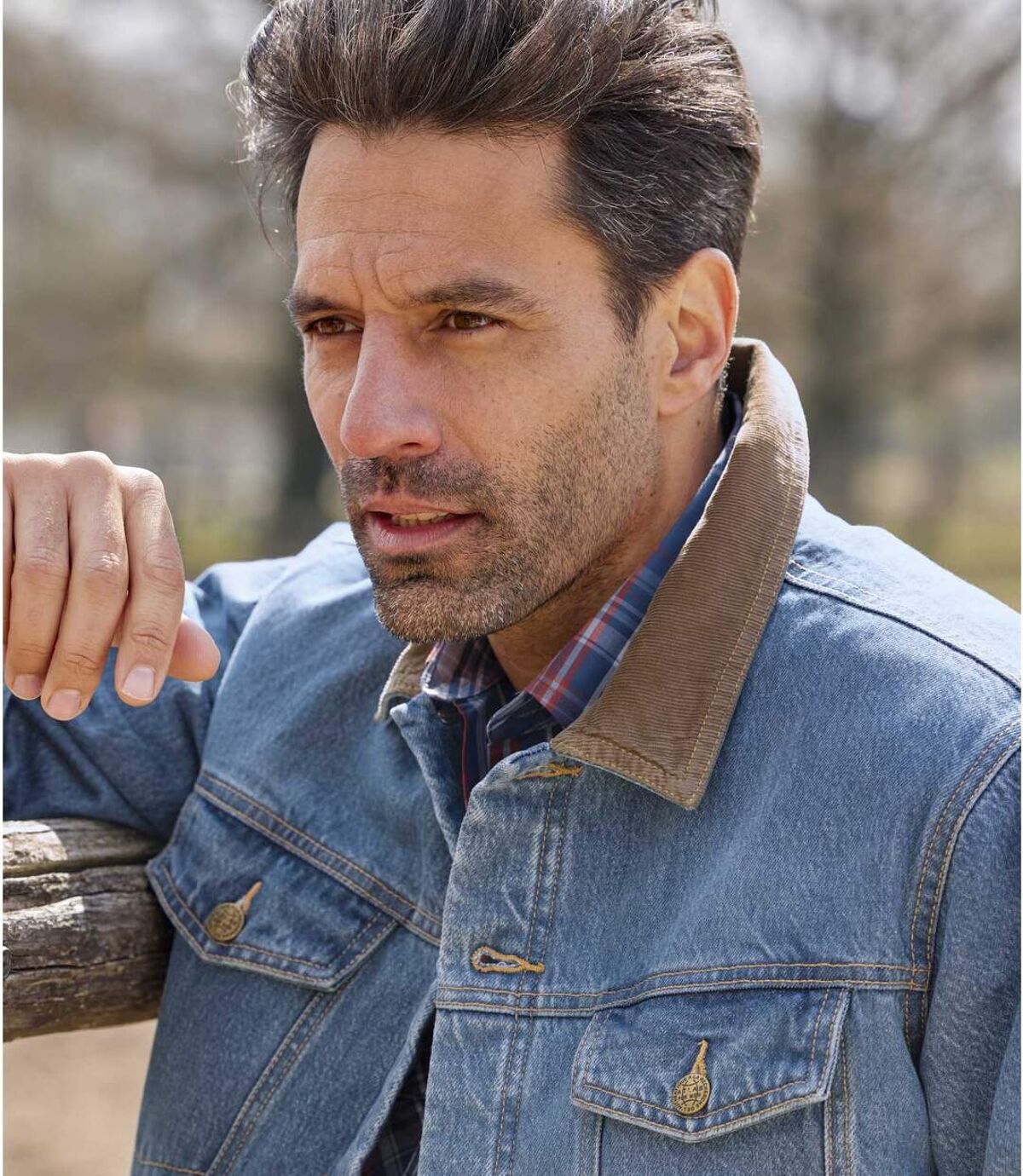Men's Blue Quilted Denim Jacket Atlas For Men