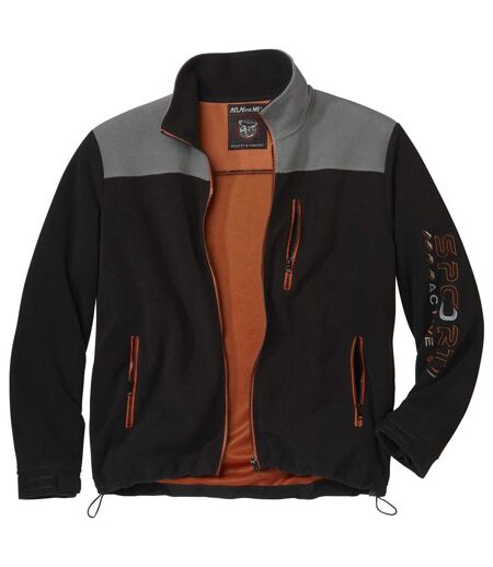 Men's Mesh-Lined Fleece Sports Jacket - Black, Grey - Full Zip