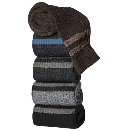 Pack of 5 Men's Pairs of Sports Socks - Black Blue Brown Grey Anthracite