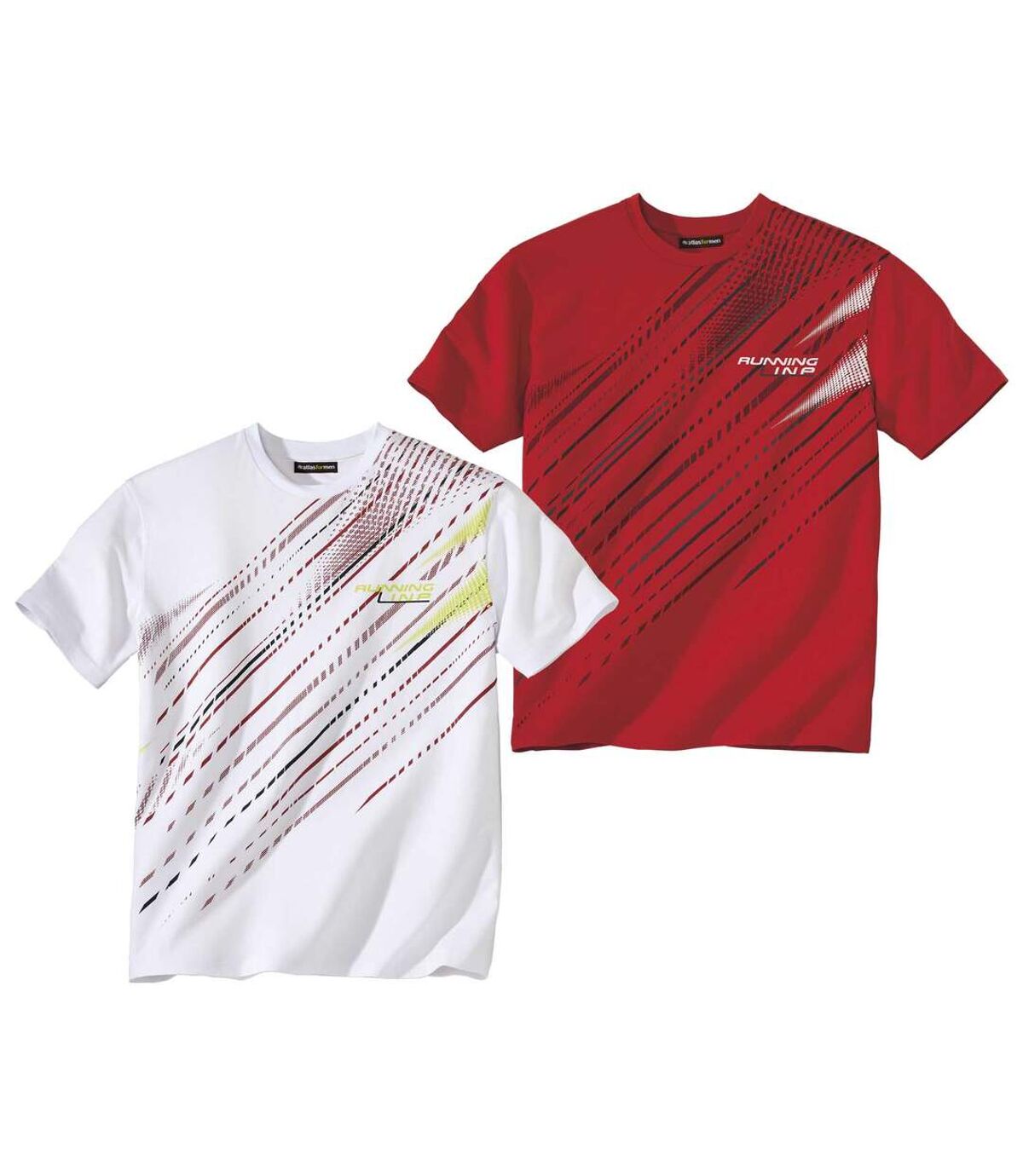 Pack of 2 Men's Sport T-Shirts - Red White Atlas For Men
