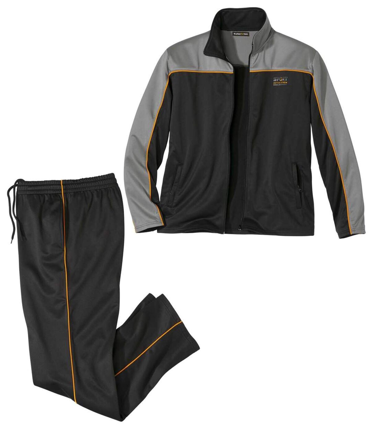 Men's Sporty Tracksuit - Black Gray Orange Atlas For Men