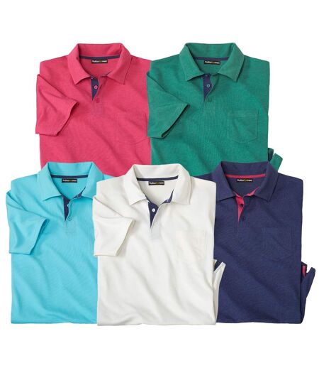5er-Pack einfarbige Poloshirts
