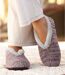Women's Pink Knitted Slippers with Faux Fur Lining