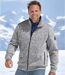 Men's Brushed Fleece Jacket - Sherpa Lining - Grey 