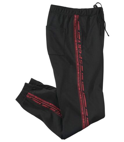 Men's Sporty Joggers - Black Red
