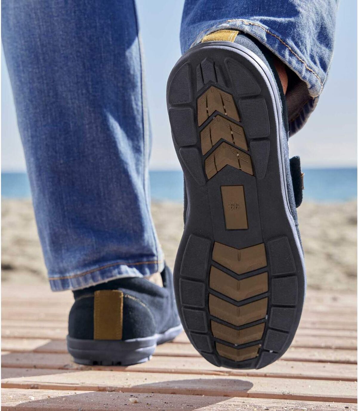 Mocassins van fluweelachtig leer met klittenband   Atlas For Men