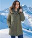 Women's Khaki Padded Jacket with Hood  