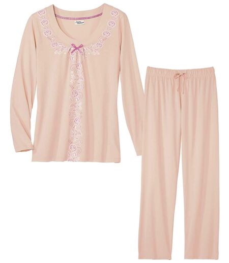 Women's Pink Patterned Cotton Pyjamas
