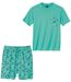 Men's Turquoise Palm Island Pyjama Short Set 