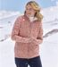 Blouson tricot doublé polaire femme - rose