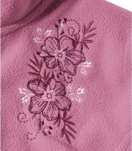 Microfleece-Pullover mit Blumenstickerei