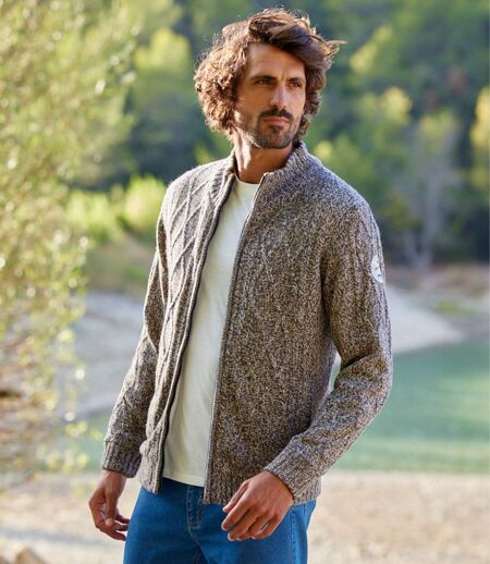 Pletený sveter podšitý imitáciou ovčieho rúna Skalisté hory