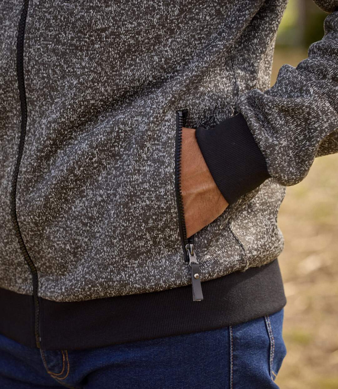 Le Gilet Molleton Zippé Chiné-5