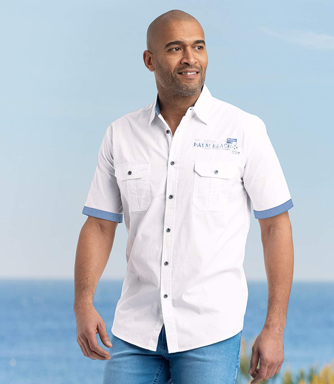 Men's White Poplin Shirt with Short Sleeves Atlas For Men