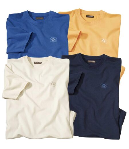 Pack of 4 Men's T-Shirts - Ecru Blue Yellow Navy