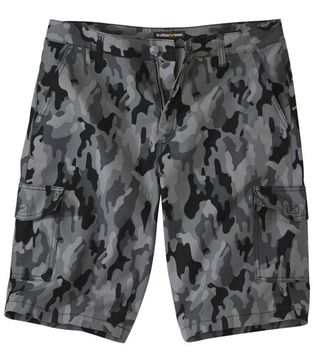 Men's Camouflage Cargo Shorts - Black Grey 