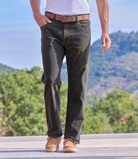 Men's Grey Semi-Elasticated Jeans