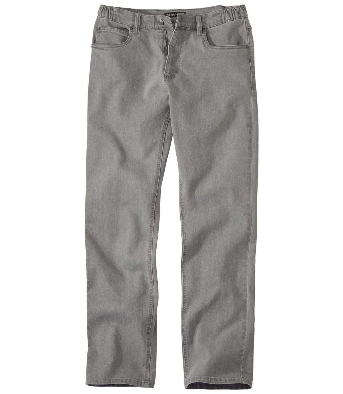 Šedé strečové džíny s pasem nabraným po stranách do gumy Atlas For Men