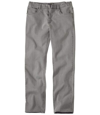 Graue Stretch-Jeans mit teilelastischem Bund