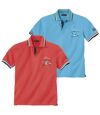 Pack of 2 Men's Piqué Polo Shirts - Turquoise Coral Atlas For Men