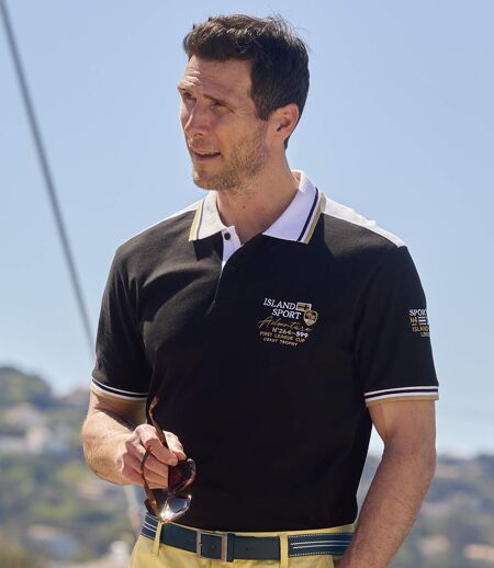 Men's Black Sporty Polo Shirt