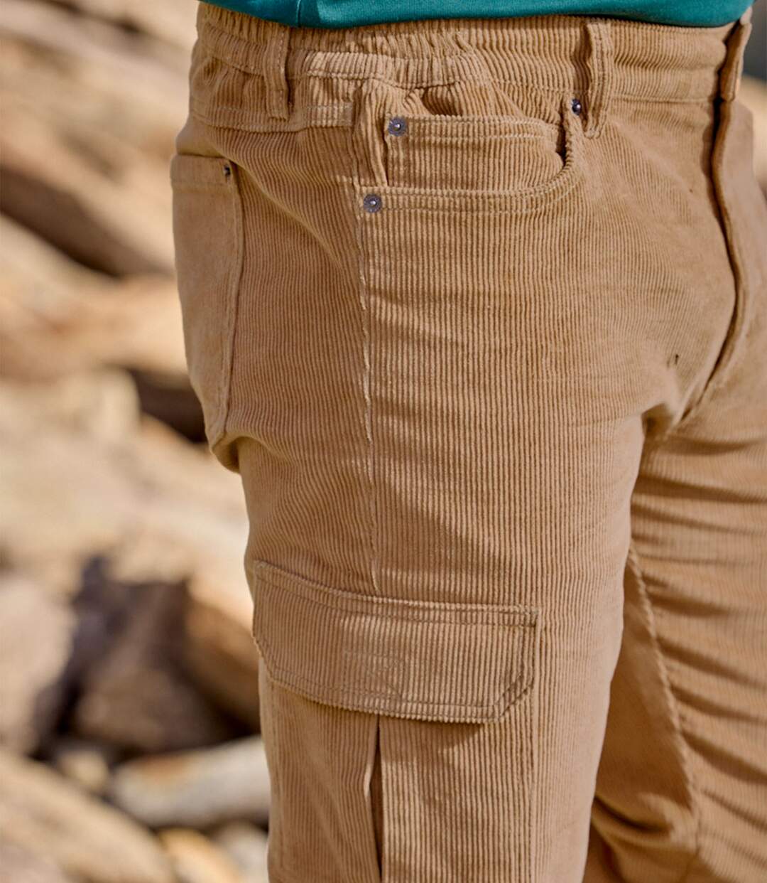 Pantalon Cargo en Velours Côtelé-1