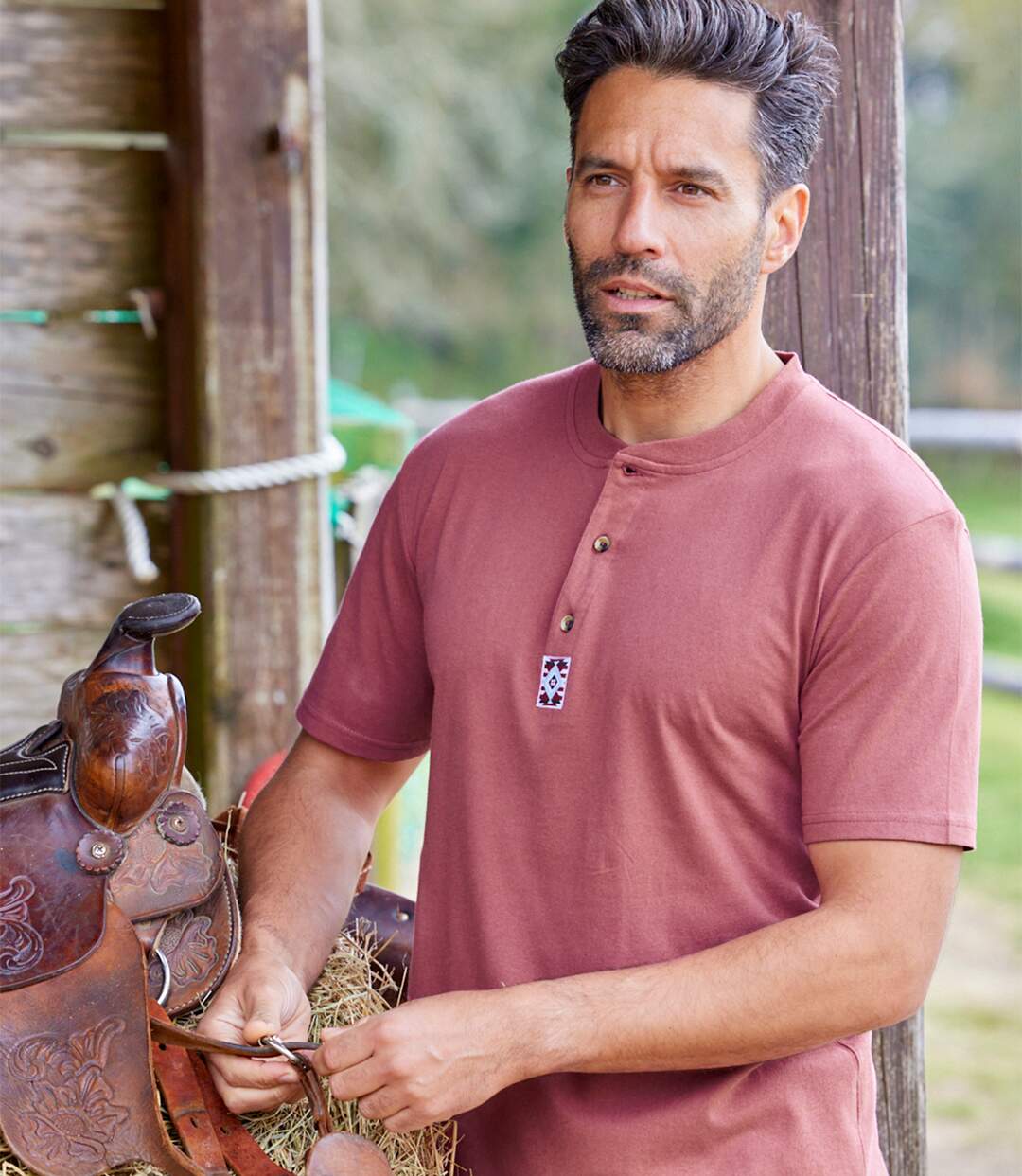 3 darabos, tunéziai nyakú West-Side póló szett Atlas For Men